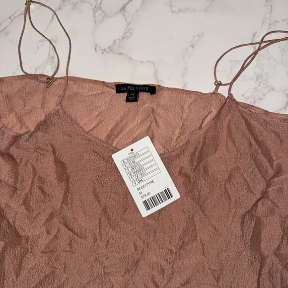 NEW La Fee Verte Anthropologie Size M Rose Ivory Lace Crochet Camisole $78 Silk - Picture 5 of 7